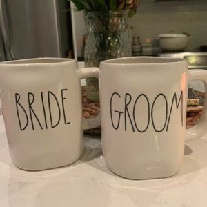 Rae Dunn bride and groom mugs